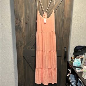 Peach Maxi Dress with Spaghetti Straps